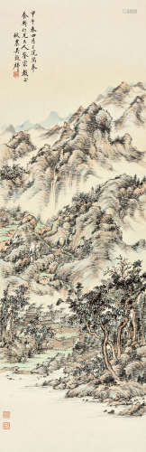 吴榖祥 甲午 1894年作 溪山幽居 立轴 设色纸本