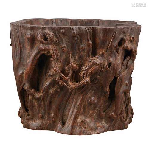 Chinese Aloeswood 'Chenxiangmu' Brushpot 19th Century