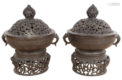 Two Similar Chinese Bronze Censers Late 19th/early 20th century