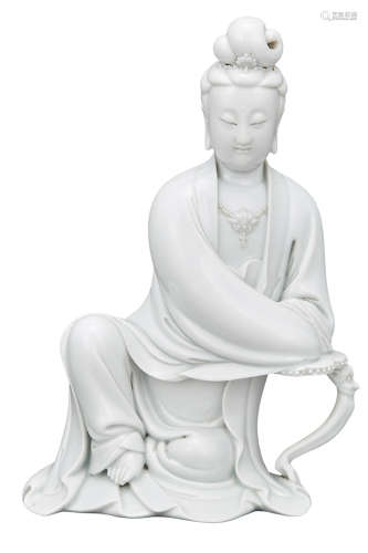 Chinese Blanc de Chine Figure of a Seated Guanyin 19th Century