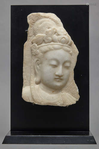 Chinese White Marble Head of Guanyin Possibly Ming Dynasty