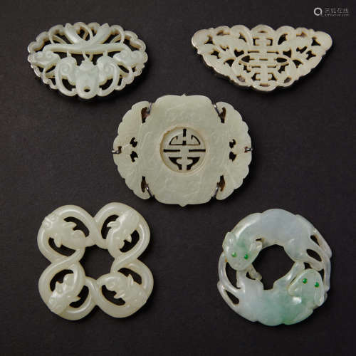 Group of Five Chinese Jade Pendants