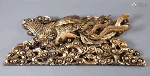 Pair of Chinese Giltwood Architectural Elements Late Qing Dynasty 