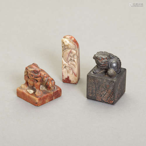 Group of Three Chinese Seals Qing Dynasty 