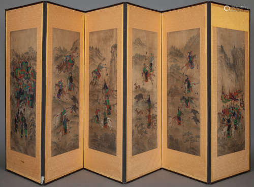 Korean Six-Panel Screen Choson Period, 19th century