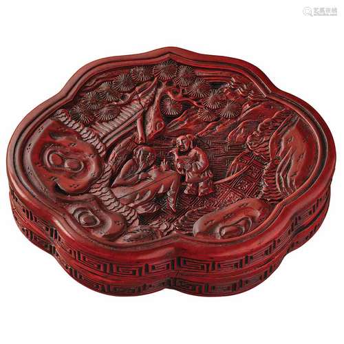 Chinese Cinnabar Lacquer Box Late Ming Dynasty