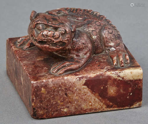 Chinese Red Steatite Three-legged Toad Seal Possibly 18th century