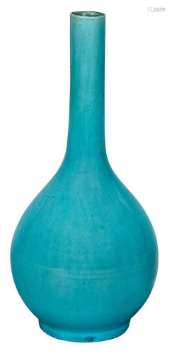 Chinese Turquoise Glazed Porcelain Bottle Vase Qing Dynasty