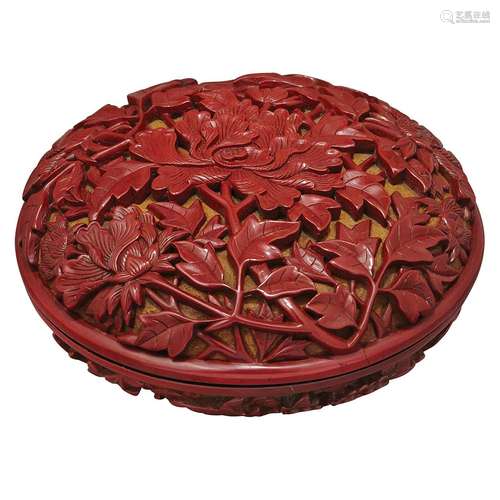 Chinese Cinnabar Lacquer Box and Cover 18th Century