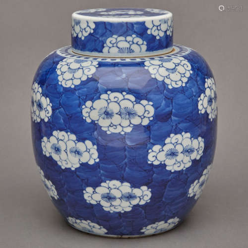 Chinese Blue and White Glazed Porcelain Covered Ginger Jar Kangxi Period