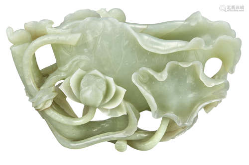 Chinese Celadon Jade Brushwasher Qing Dynasty