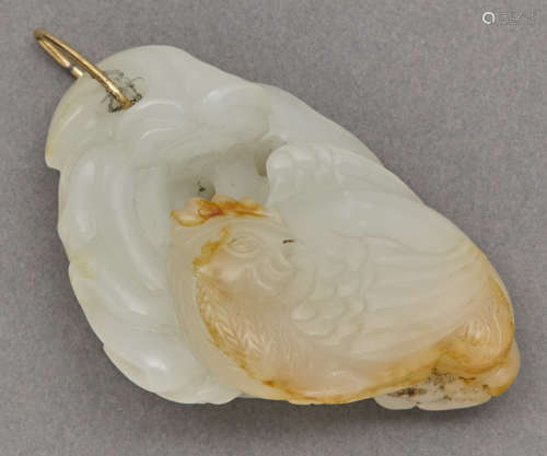 Chinese White Jade Figure of a Rooster 19th Century