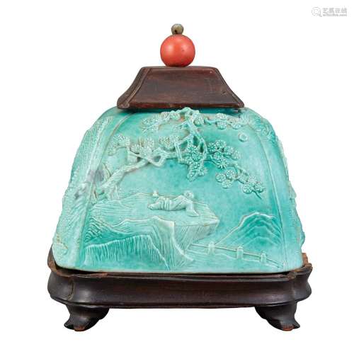 Chinese Light Blue Glazed Porcelain Waterpot 19th Century