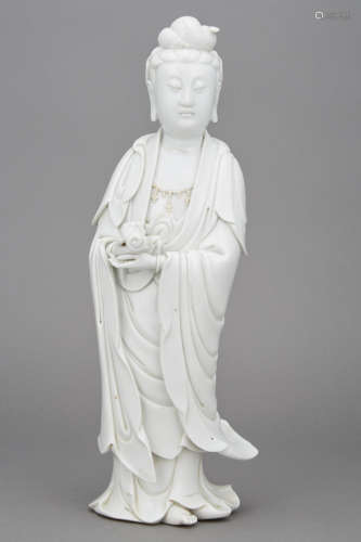 Chinese Blanc de Chine Figure of Guanyin Early 20th century