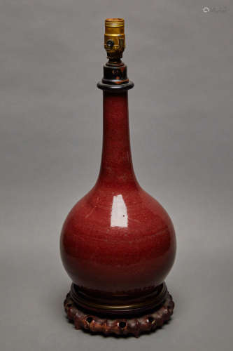 Chinese Copper Red Glazed Porcelain Bottle Vase 19th Century