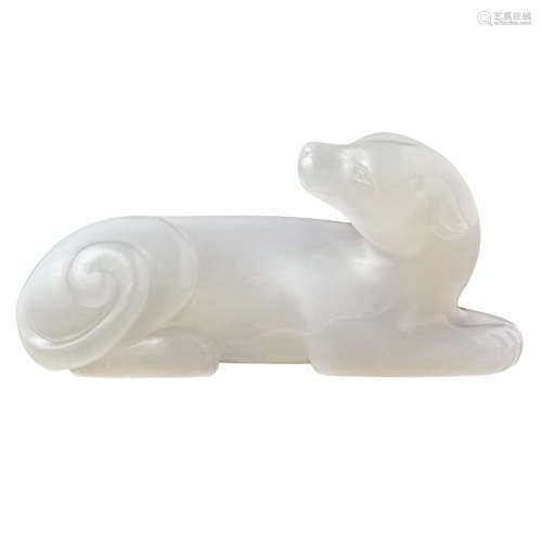 Chinese White Jade Figure of a Hound