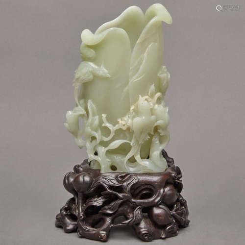 Chinese Celadon Jade Lotus Vase