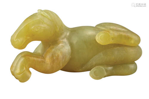 Chinese Yellow Jade Carving of a Horse Qing Dynasty