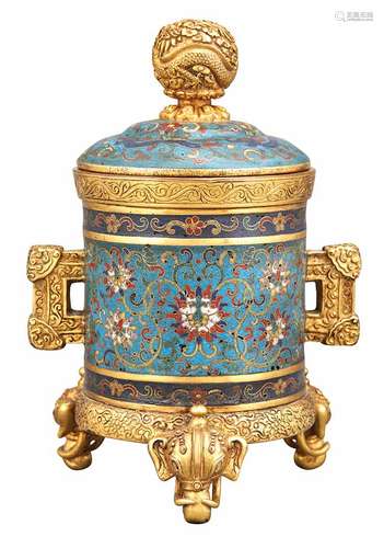 Chinese Cloisonne Covered Vase Qing Dynasty