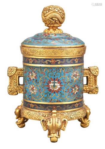 Chinese Cloisonne Covered Vase Qing Dynasty