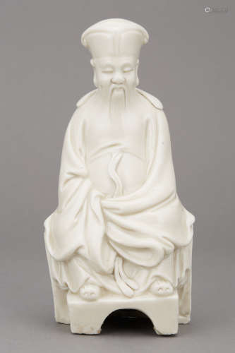 Chinese Blanc de Chine Figure of a Seated Dignitary Kangxi Period