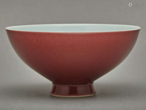 Chinese Red Glazed Porcelain Bowl Qing Dynasty