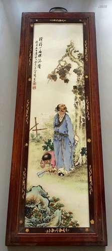 A Long Chinese Famille Rose Porcelain Panel