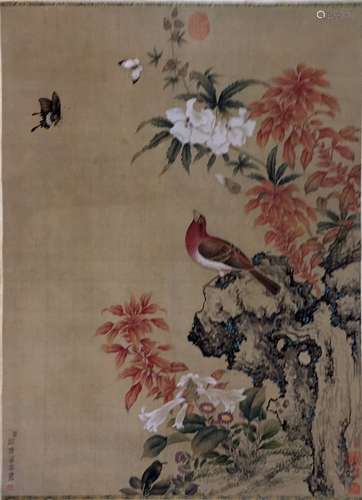 Chinese Flower&Bird Silk Painting