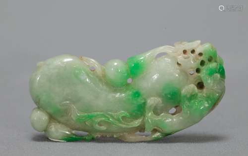 Qing Dy. Chinese Jadeite Carving of an Eggplant