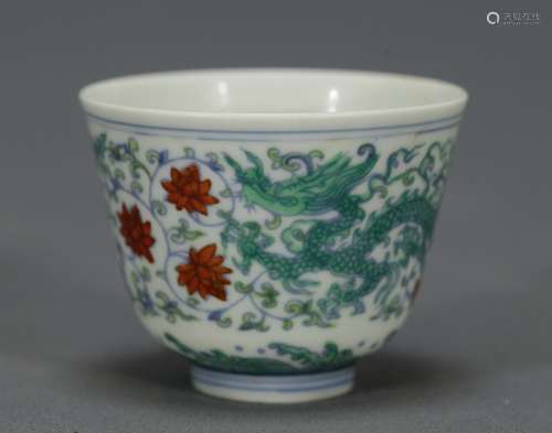 Chinese Famille Verte Porcelain Cup