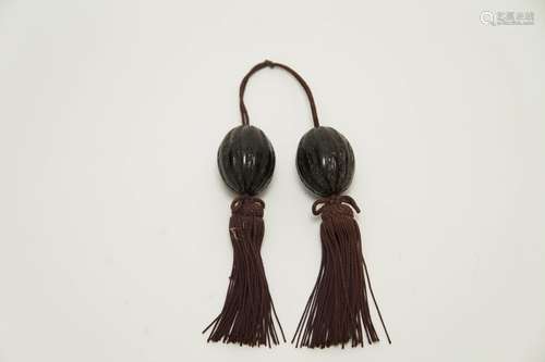 Qing Dynasty Chinese Silk Tassel w/ Two Weights