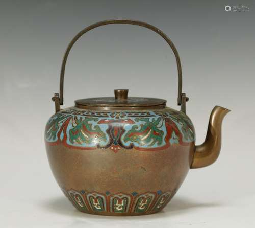 Chinese/Japanese Bronze Enameled Teapot