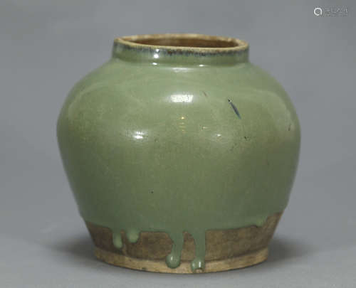 Green Jun-Glazed Wine Jar. Song Dynasty