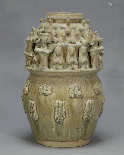 A Large Yue-Type Green Glazed Funeral Vase