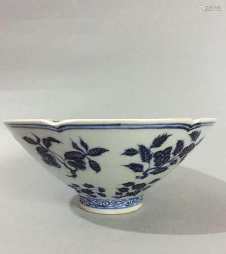 Chinese Blue/White Porcelain Bowl, Marked