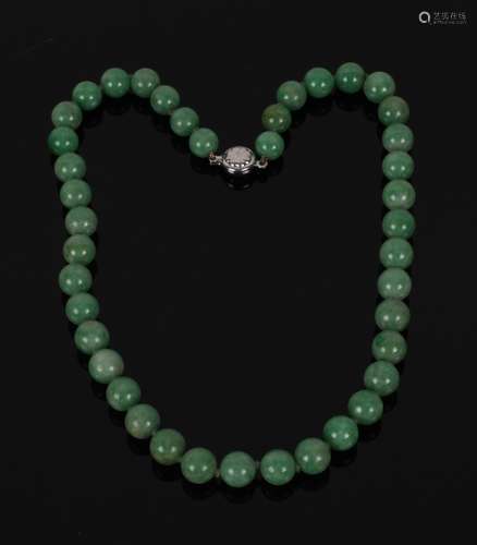 Chinese Jadeite Beads Necklace w/ GIA