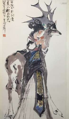 Chinese Water Color Painting on paper, Signed