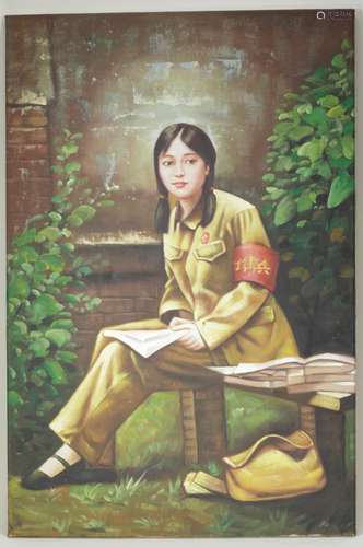 Chinese Oil painting on Canvas - 20th C.