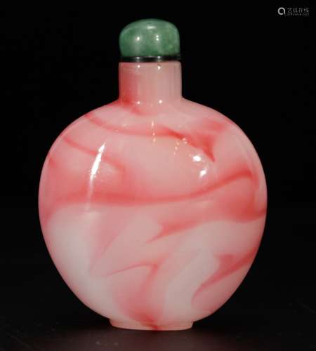 A Swirled Pink Glass Snuff Bottle