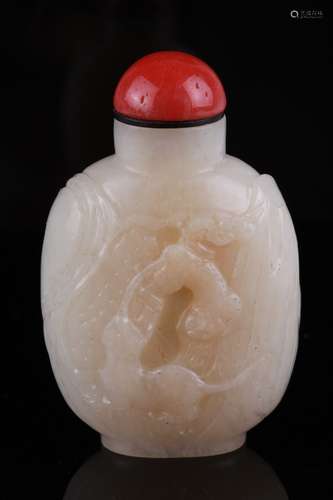 19/20th C. Chinese White Jade Snuff Bottle