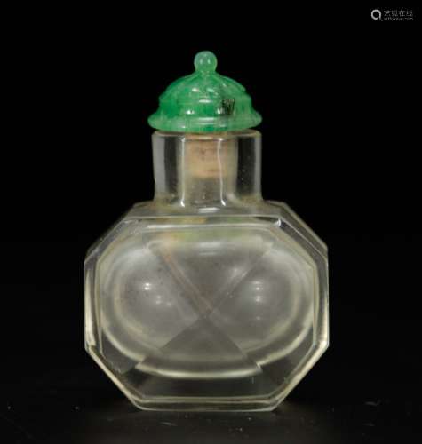 A Faceted Clear Glass Snuff Bottle