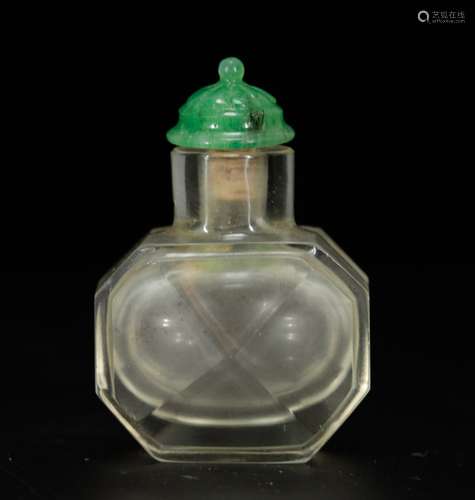 A Faceted Clear Glass Snuff Bottle