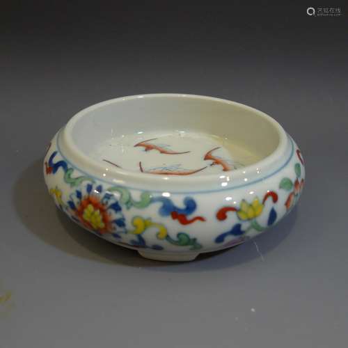 ANTIQUE CHINESE DOUCAI PORCELAIN BRUSH WASHER - XIANFENG MARK