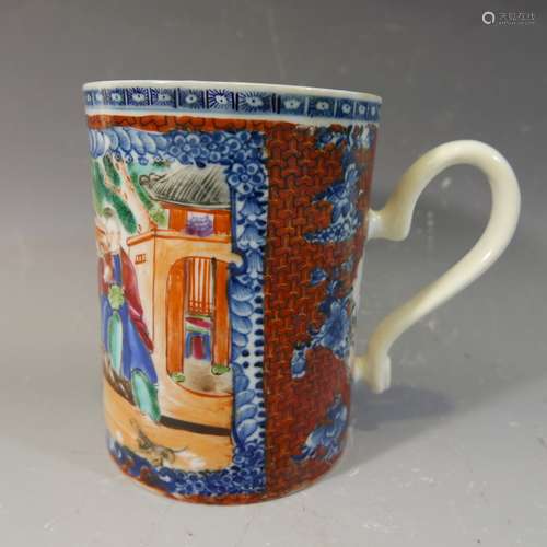 ANTIQUE CHINESE FAMILLE ROSE PORCELAIN MUG - 18TH CENTURY