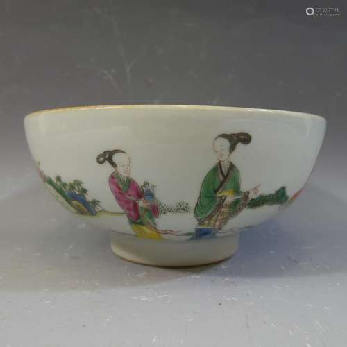 ANTIQUE CHINESE FAMILLE ROSE PORCELAIN BOWL - 19TH CENTURY