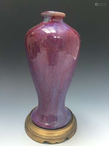 CHINESE ANTIQUE FLAMBE GLAZED VASE