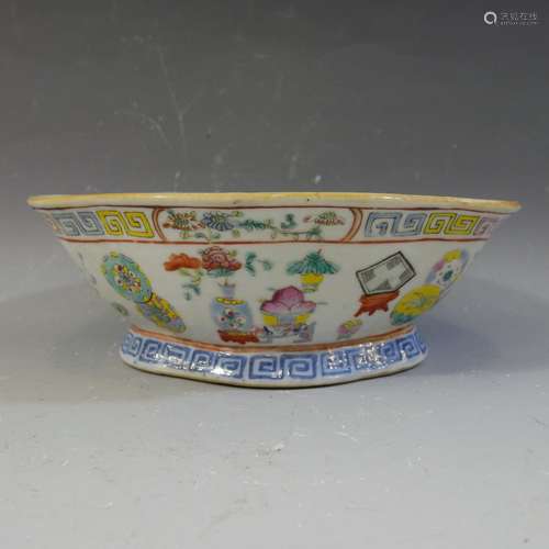 ANTIQUE CHIENSE FAMILLE ROSE BOWL - 19TH CENTURY