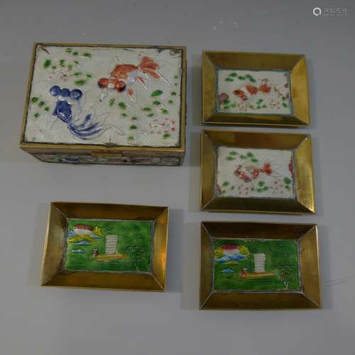 ANTIQUE CHINESE ENAMEL SMOKING SET - REPUBLIC PERIOD