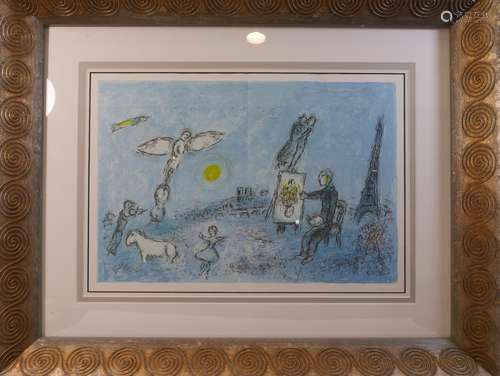 CHAGALL, MARC (1887 - 1985)  ORIGINAL LITHOGRAPH, THE ARTIST AS A PAINTER