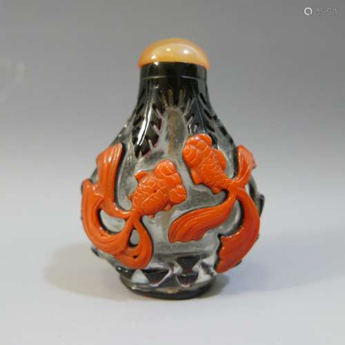 ANTIQUE CHINESE PEKING GLASS SNUFF BOTTLE - 19TH CENTURY